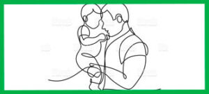 pen image of father holding baby