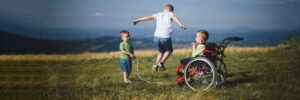 three young boys playing jumprope in open field All for Kids Home Health Colorado